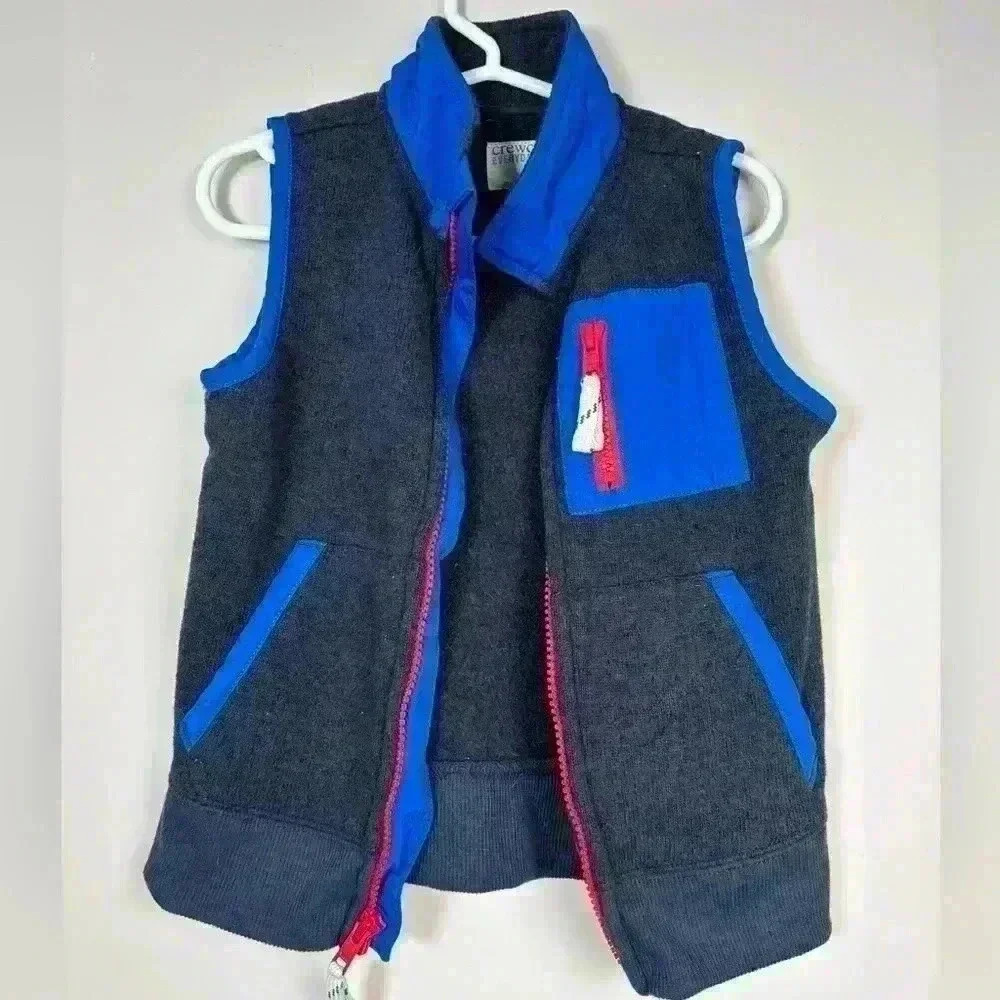 J CREW Like New Crewcuts Sz 3 Lightweight Fall Zip Fleece Sleeveless Vest Layer